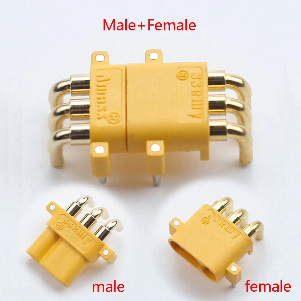 

10Pcs/lot Amass MR30PW Male Female Connector Plug PCB 3-PIN 90 Angle Motor ESC plug for Lipo Battery RC Multicopter Airplane