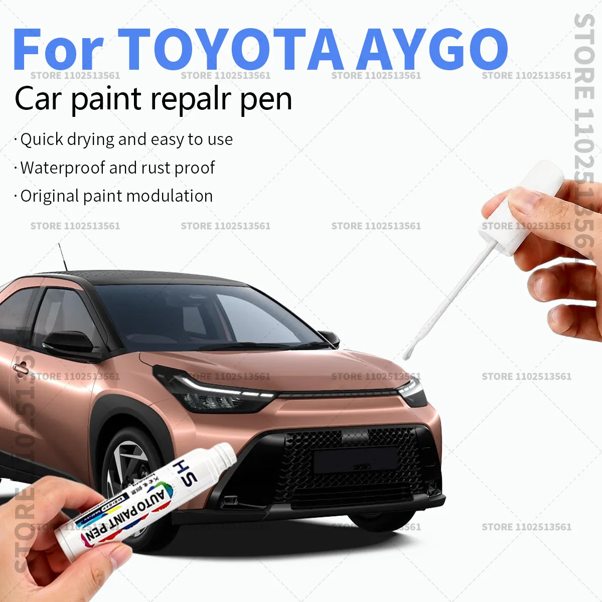 For TOYOTA AYGO Black White Red Automotive Touch Up Paint Pen Car Paint Scratch Remover Quick Dry Repair Brush for Vehicle Paint