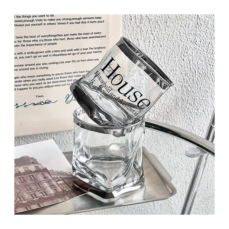 Design Sense Space Silver Fashionable Whiskey Glass, Scotch Whiskey, Bourbon Whiskey, Cocktail, Durable Whiskey Twist Glass