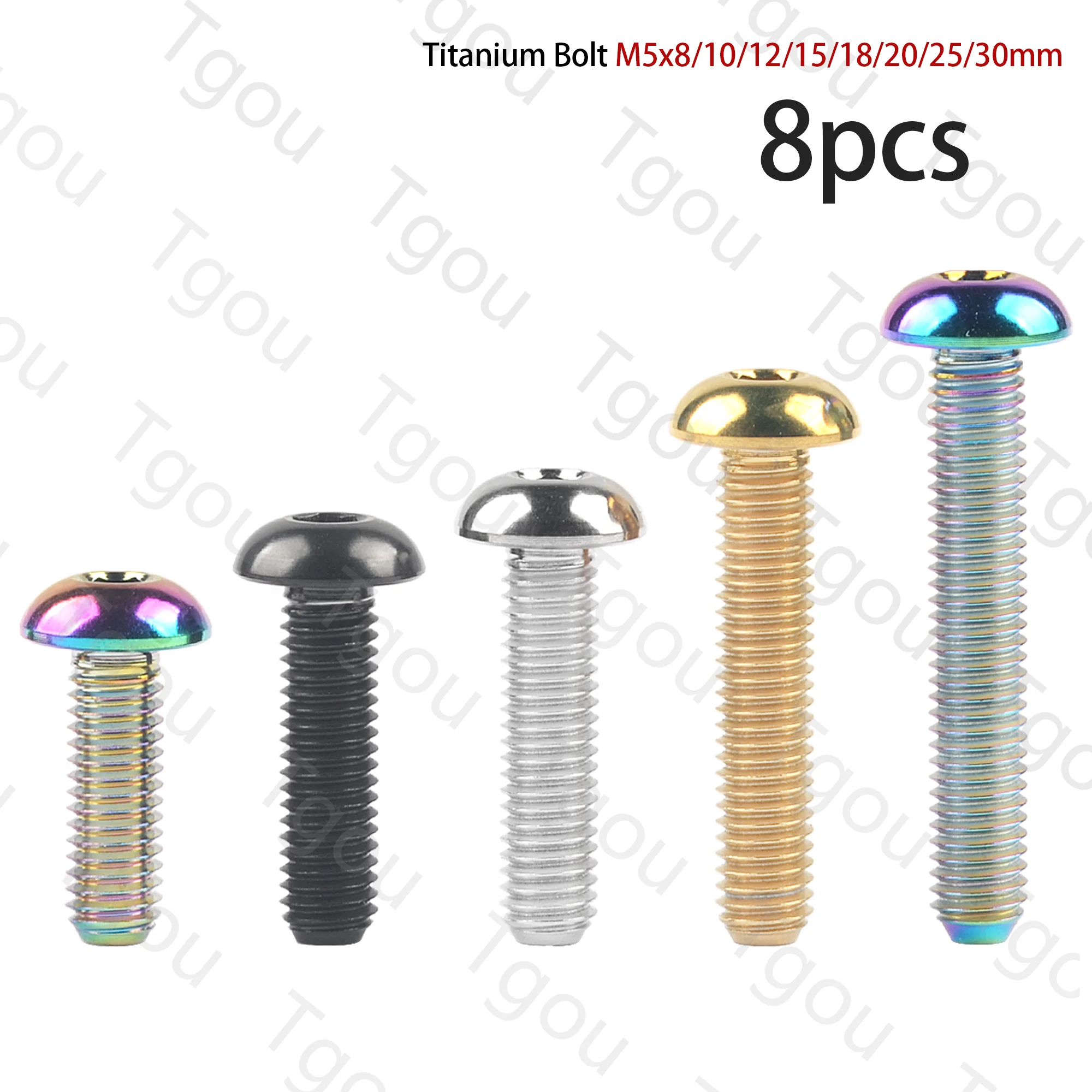 

Tgou Titanium Bolt M5x8/10/12/15/18/20/25/30mm Half Round Head Hex Screw for Water Bottle Cage Fixing Bike 8pcs