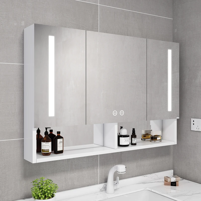 Bathroom smart mirror cabinet separate wall-mounted toilet storage aluminum alloy mirror vanity defogging box stor