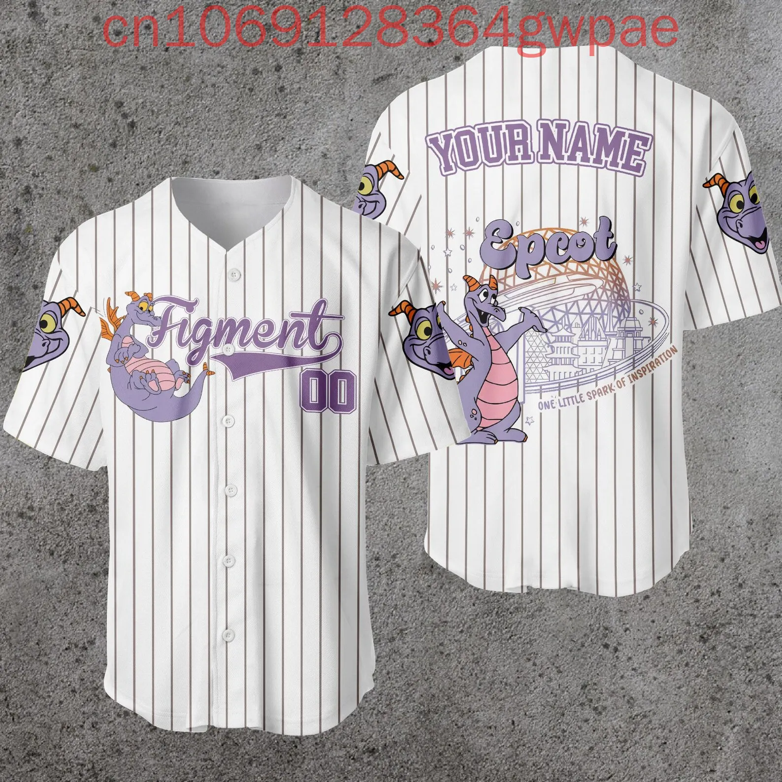 

Disney Figment Little Spark Baseball Jersey Men's Womens Uniform Summer Casual Short Sleeve Kids Baseball Shirt