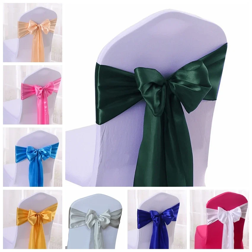 

Satin Chair Sash Wedding Decoration Bow Tie Band Birthday Party Hotel Show Nice Design Shiny Colour