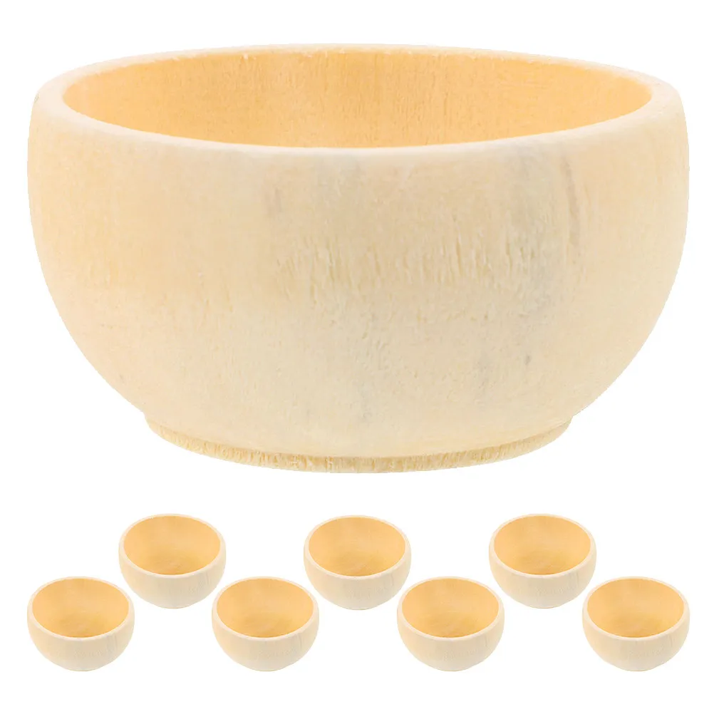 8Pcs Natural Unpainted Wooden Bowls for Kids DIY Crafting, Home Decor, Fruit Snacks & Handmade Projects