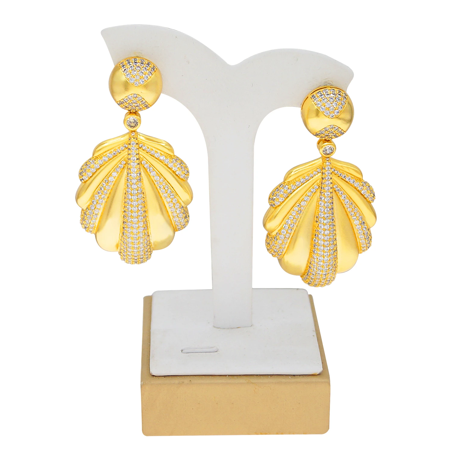 

Yulaili Luxury Women Gold Plated Cascading Fan Drop Earrings with Pave Crystals Elegant Party Wedding Fashion Jewelry HE2500139