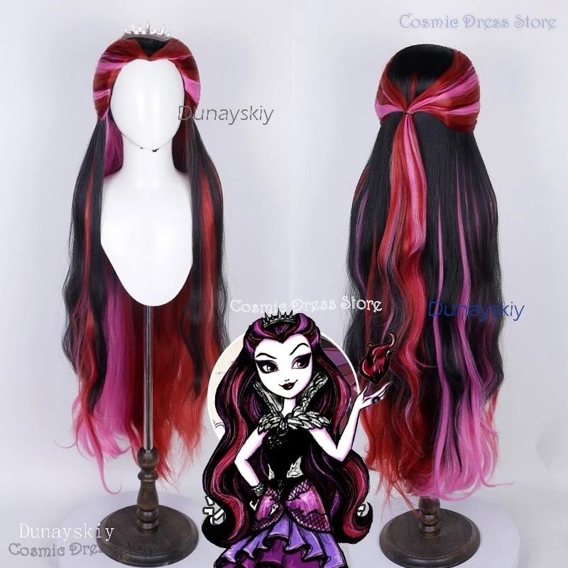 Halloween Elf Monster Queen Cosplay Perücke Raven Pink Lila Schwarz Gemischte Farben Ever After Damen Rollenspiel Hitzebeständig