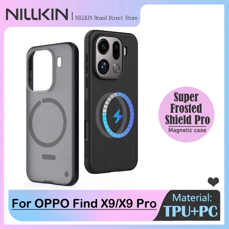 Per OPPO Find X9 Pro, custodia magnetica NILLKIN Frosted Shield, compatibile con MagSafe, doppio TPU + PC antiurto, rivestimento opaco antiscivolo