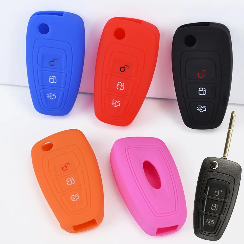 FIT FOR FORD FOCUS MK3 ST FIESTA RANGER MONDEO ECOSPORT ESCAPE KUGA FLIP KEY REMOTE SILICONE COVER CASE FOB SHELL 3 BUTTON