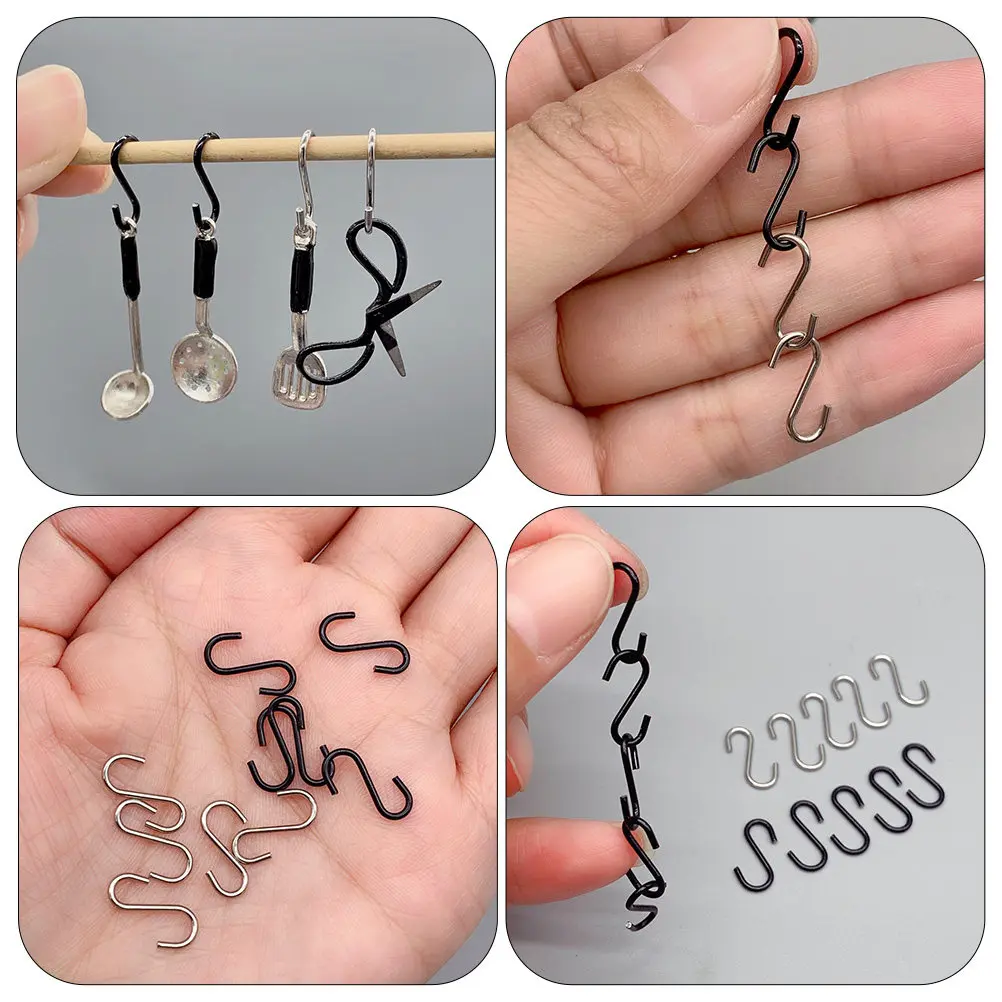 10Pcs Mini S-Shaped Hook Sturdy Metal Organizer for Dollhouse Kitchen Accessories Small Hanging Hangers for Tiny House Kit