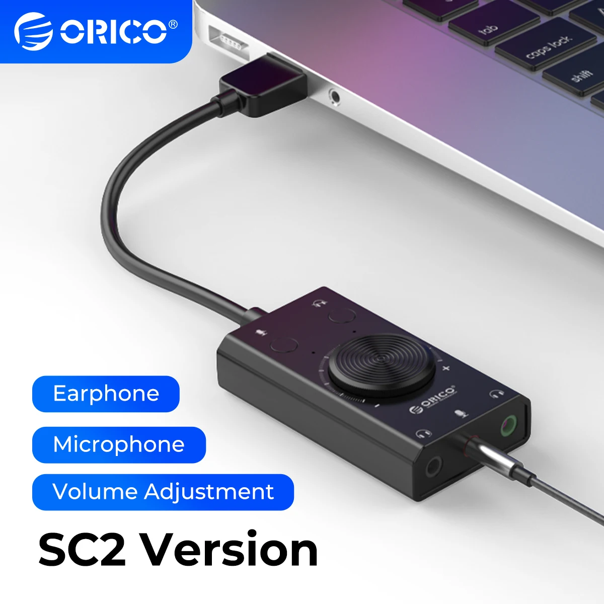 

Звуковая карта ORICO, внешний USB-интерфейс, 3,5 мм, стереомикрофон, регулировка громкости звука, адаптер без драйверов для ноутбука, PS4, гарнитуры