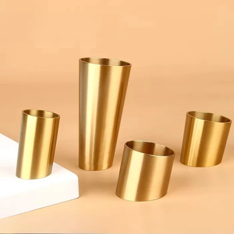 純銅製円錐形非密閉型傾斜銅製フットカバー、新しい中国風北欧ダイニングテーブル、椅子、家具の脚