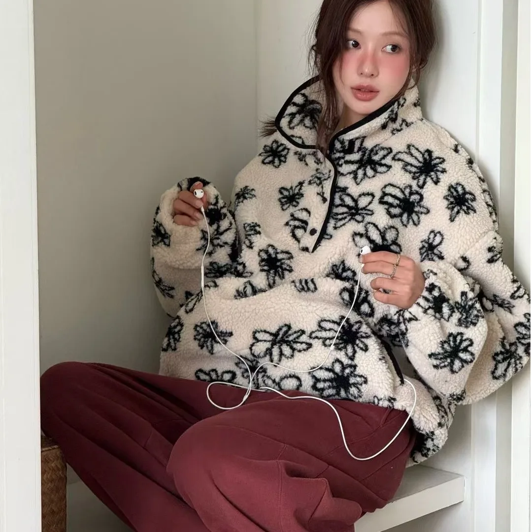 

Women's Loose Fit Hoodie Thiened f Zipper Striped Casual Top Dongda Gate INS Autumn Winter New Sle Versatile Streetwear