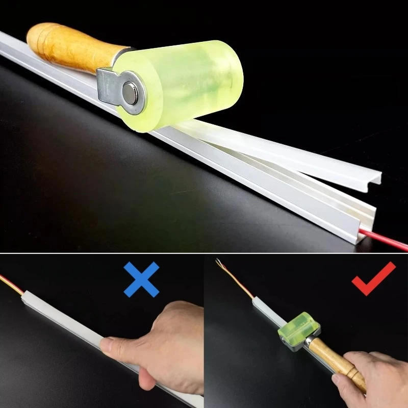 Press Edge Griff Roller LED Streifen Licht Installation Werkzeug Aluminium Profil Diffusor Linear Bar Lampe Lampenschirm Halterung Zubehör
