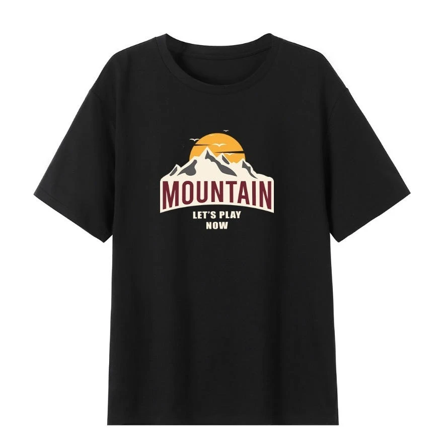 

Летняя мода 2025 года, футболка из 100% хлопка Mountain Let's Play Now, мужская и женская модная повседневная уличная футболка с принтом