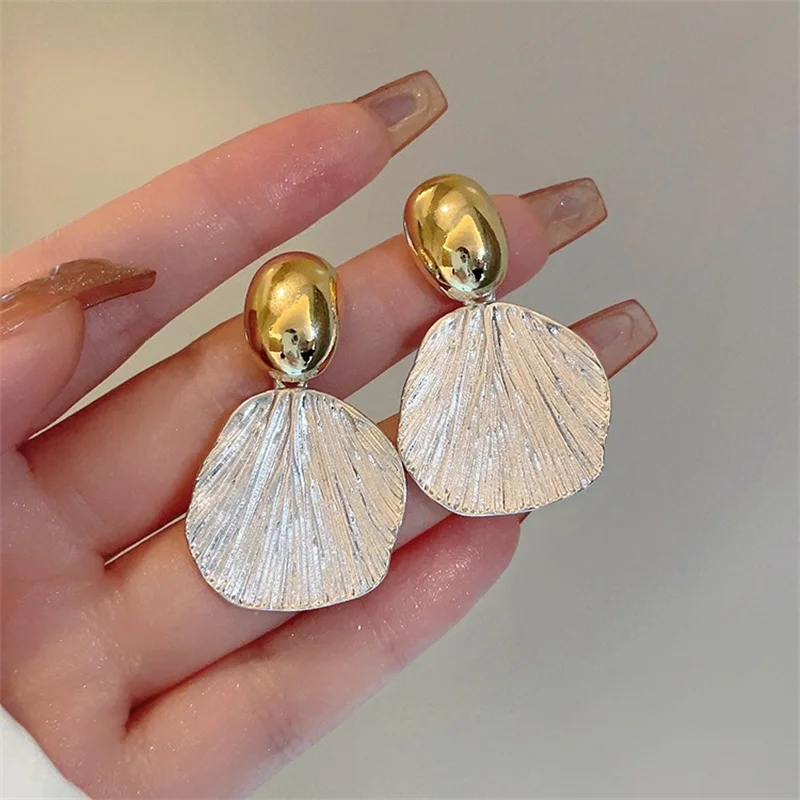 Irregular Metal Shell Drop Earrings for Women Statement Long Exaggerated Geometric Brincos Party Jewelry Wholesale