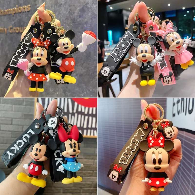 Disney Mickey Minnie Mouse Breloczek do kluczy Kreatywna kreskówka Nowy styl Moda Anime Breloczek do samochodu Gumowa lalka Breloczek do kluczy Kawaii Prezent na imprezę