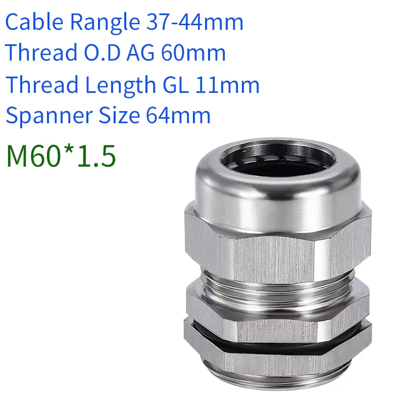 

M60*1.5 Calble Range 37-44mm SS 304 Stainless steel waterproof joint Double Ferrule Cmpression Connector