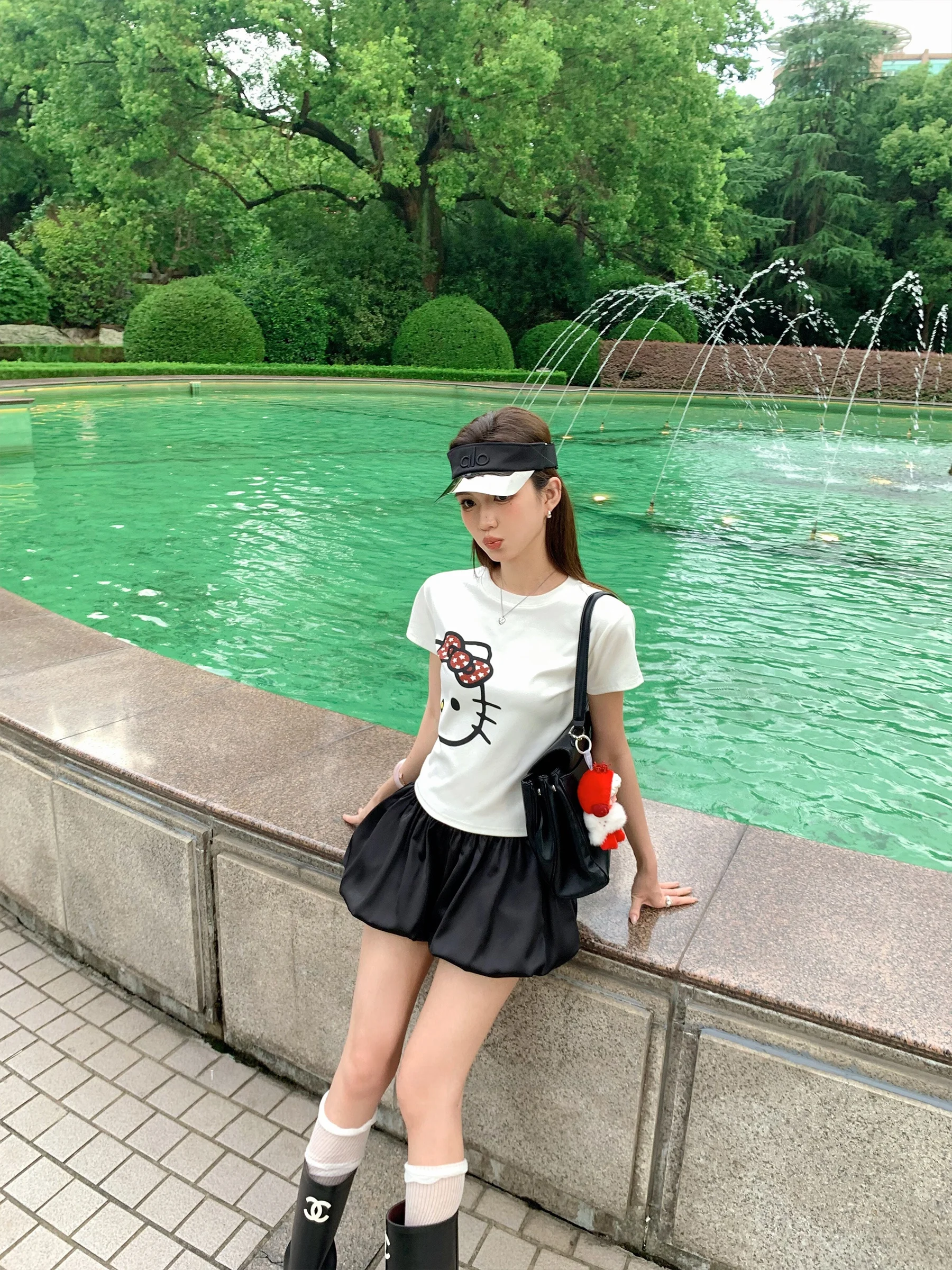 

Юбка Sam Seoi с высокой талией, А-силуэт, с цветочным узором, летняя новинка, юбка-фонарик, с кружевной отделкой, пышная, в корейском стиле, повседневные брюки