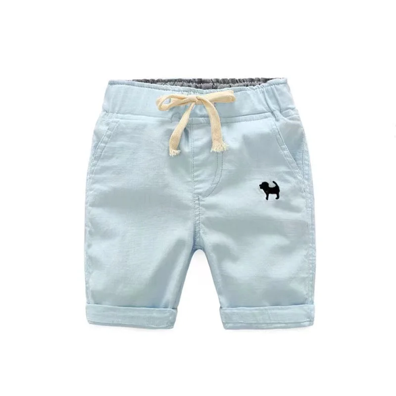 2024 Summer Boys Casual Shorts Children Cotton Elastic Waist Pants Toddler Kids Knee Length Pants Solid Color Baby Boys Clothes