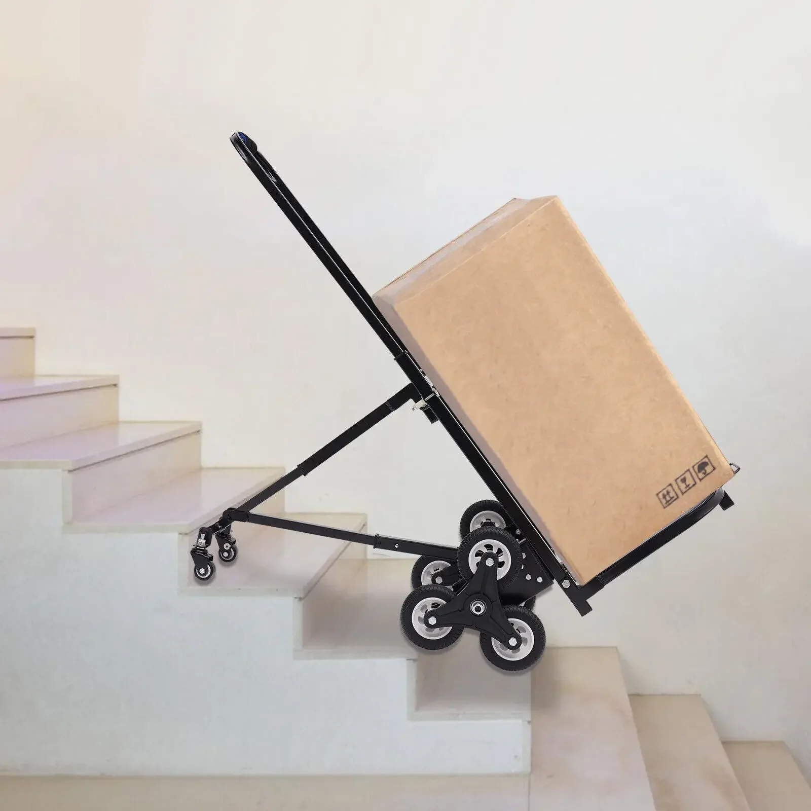 Carro de escalada de escaleras de 8 ruedas, capacidad de 330 libras, mango ajustable, camión de mano resistente para mover mercancías