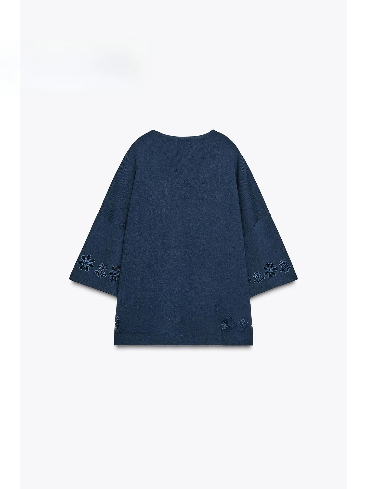 Winter 2025, los gebreid, geborduurd, uitgehold Sve V-Ne Top Dames Casual Design Sensation Tee-Quarter Sve irt