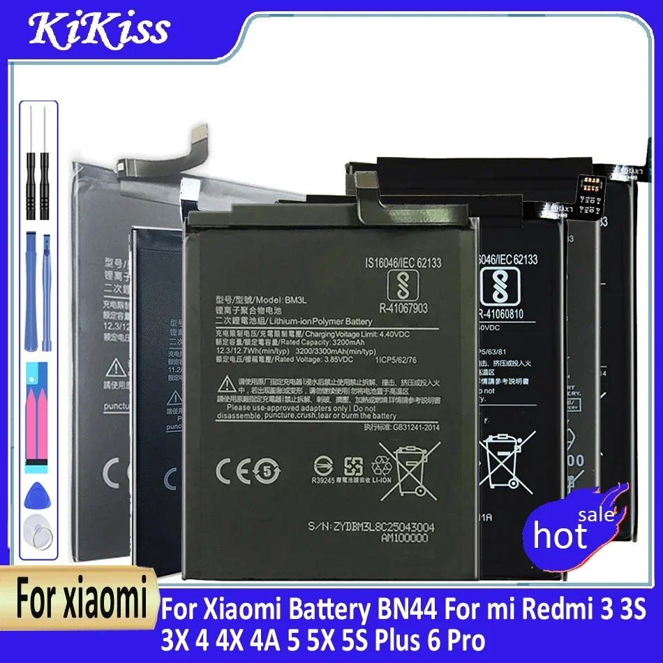 Battery BN44 For xiaomi Redmi 3 3S 3X 4 4X 4A 5 5X 5S Plus 6 Pro 6A 6X 7 8 Explorer 8T 9 9T SE GO K20 A2 A3 Lite