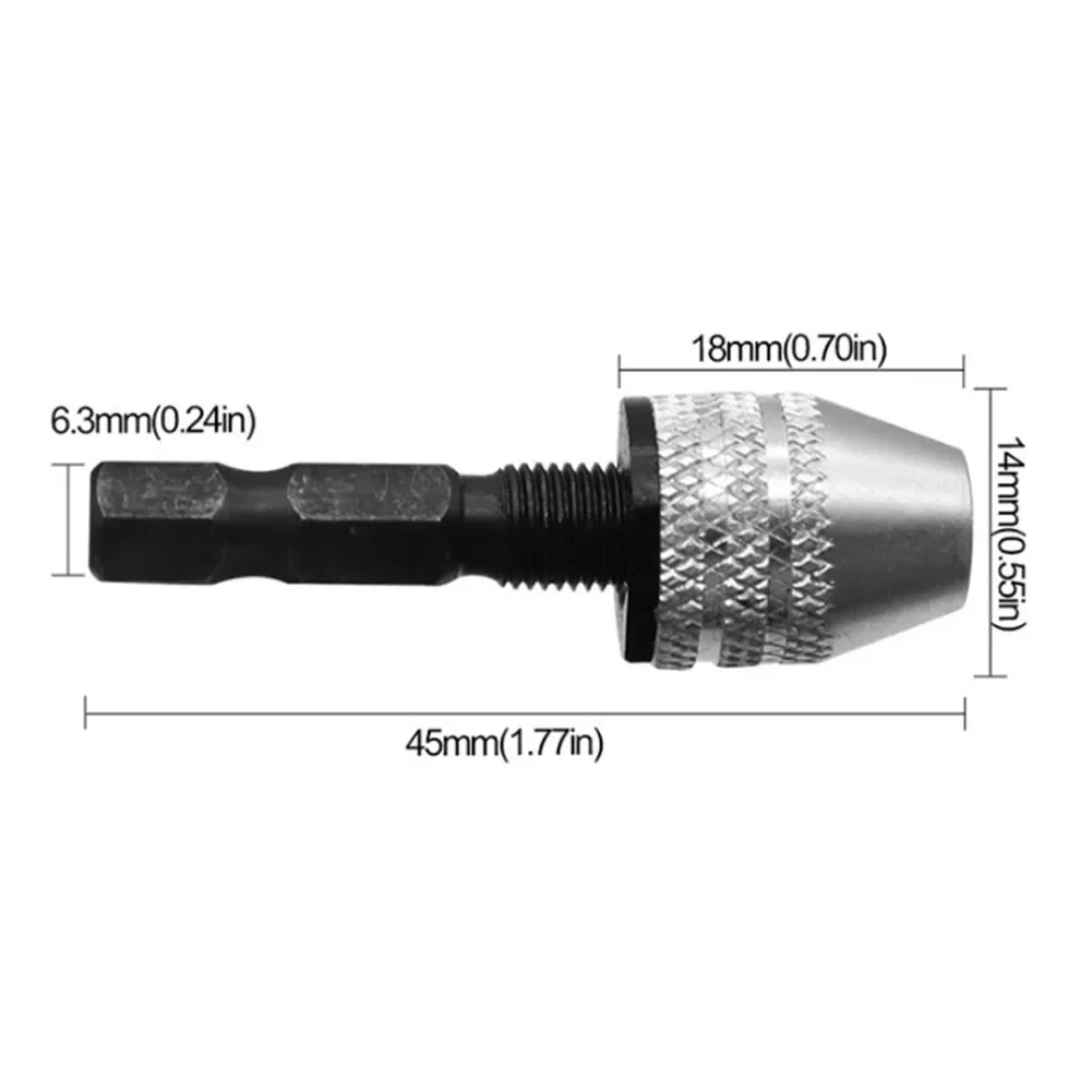 Hex Shank 0.3-3.4mm Drill Chuck 1/4 Keyless Drill Chuck Hex Shank Adapter Converter Power Tools Replacement Accessories