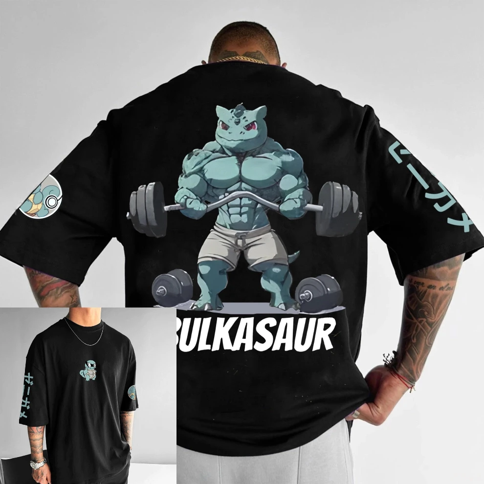 Summer Streetwear Anime Pokemon Gym T Shirts Man Y2k Clothes Oversized Women's Short Sleeve Graphic Tee Cotton Casual Top Unisex