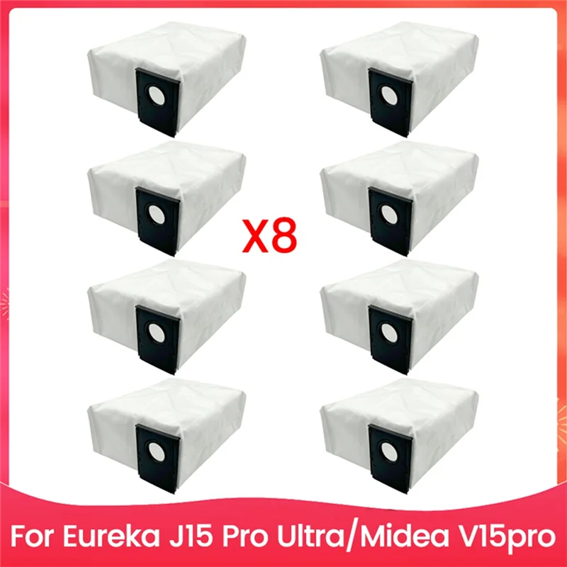 유레카 J15 Pro 울트라, 미디어 V15pro 로봇 청소기용 ABRB-8PCS 먼지 봉투 세트, 먼지 봉투 액세서리 교체 부품