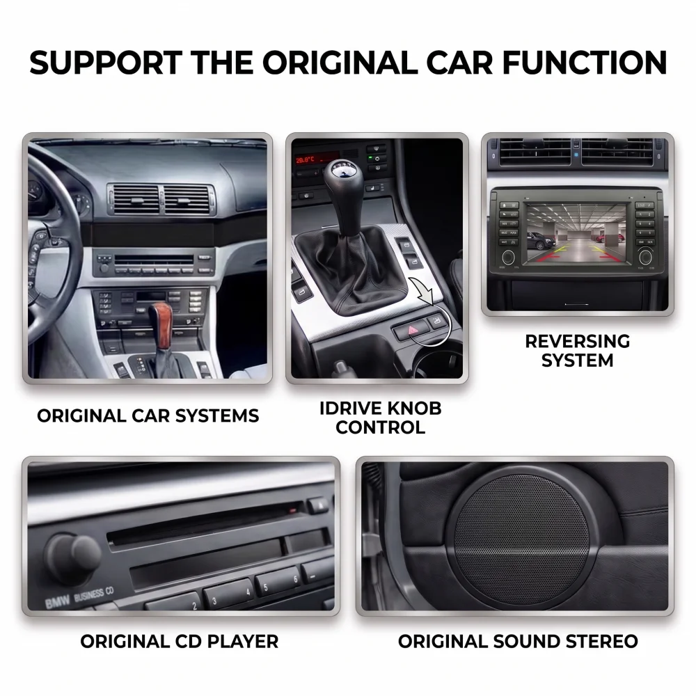 Reproductor Multimedia para Auto Bonroad de 7 Pulgadas para BMW X5 E53 1999-2006, Carplay Inalámbrico, Android Auto, GPS, Navegación, Radio con Pantalla Táctil Estéreo 6