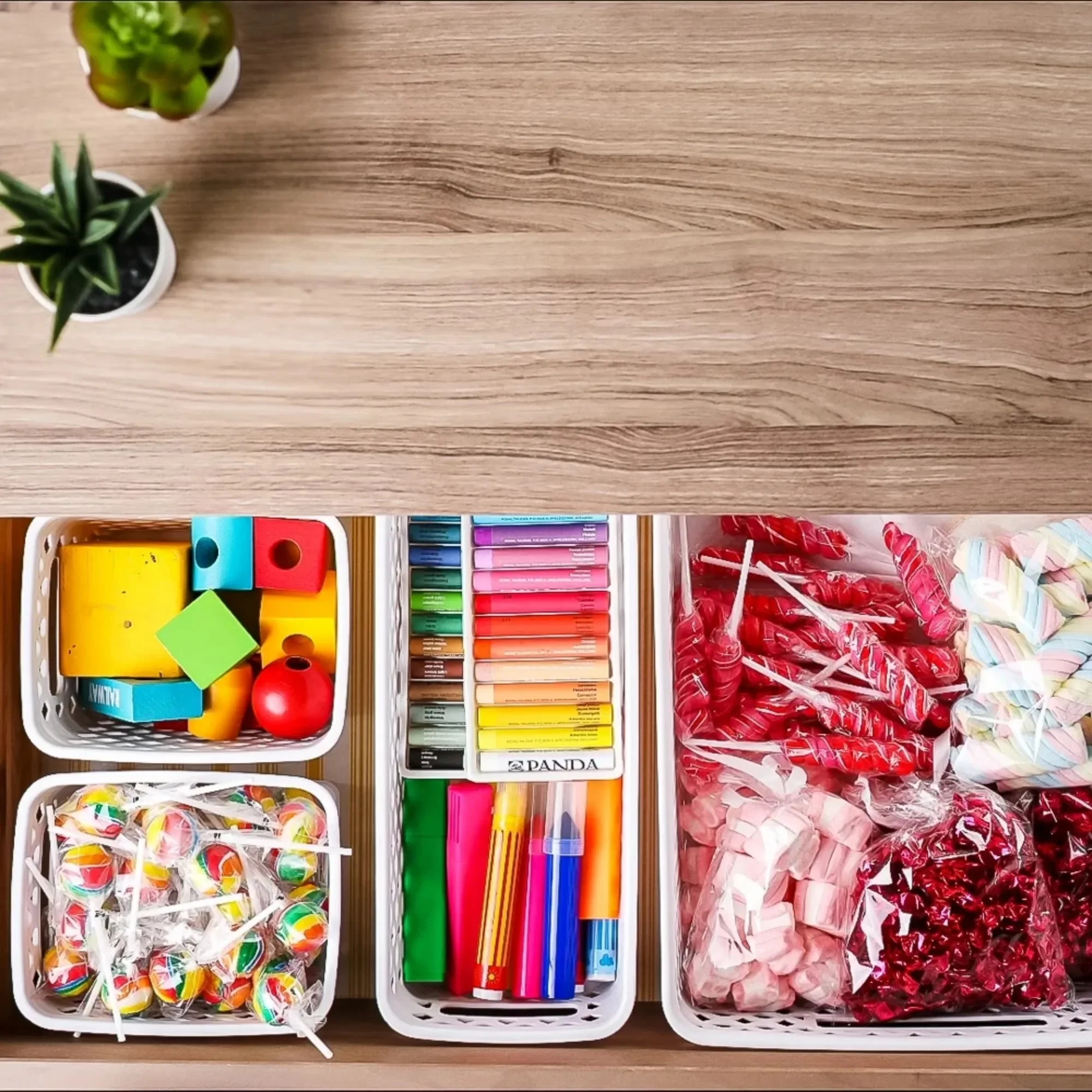 4 Piece White Decorative Storage Basket Set