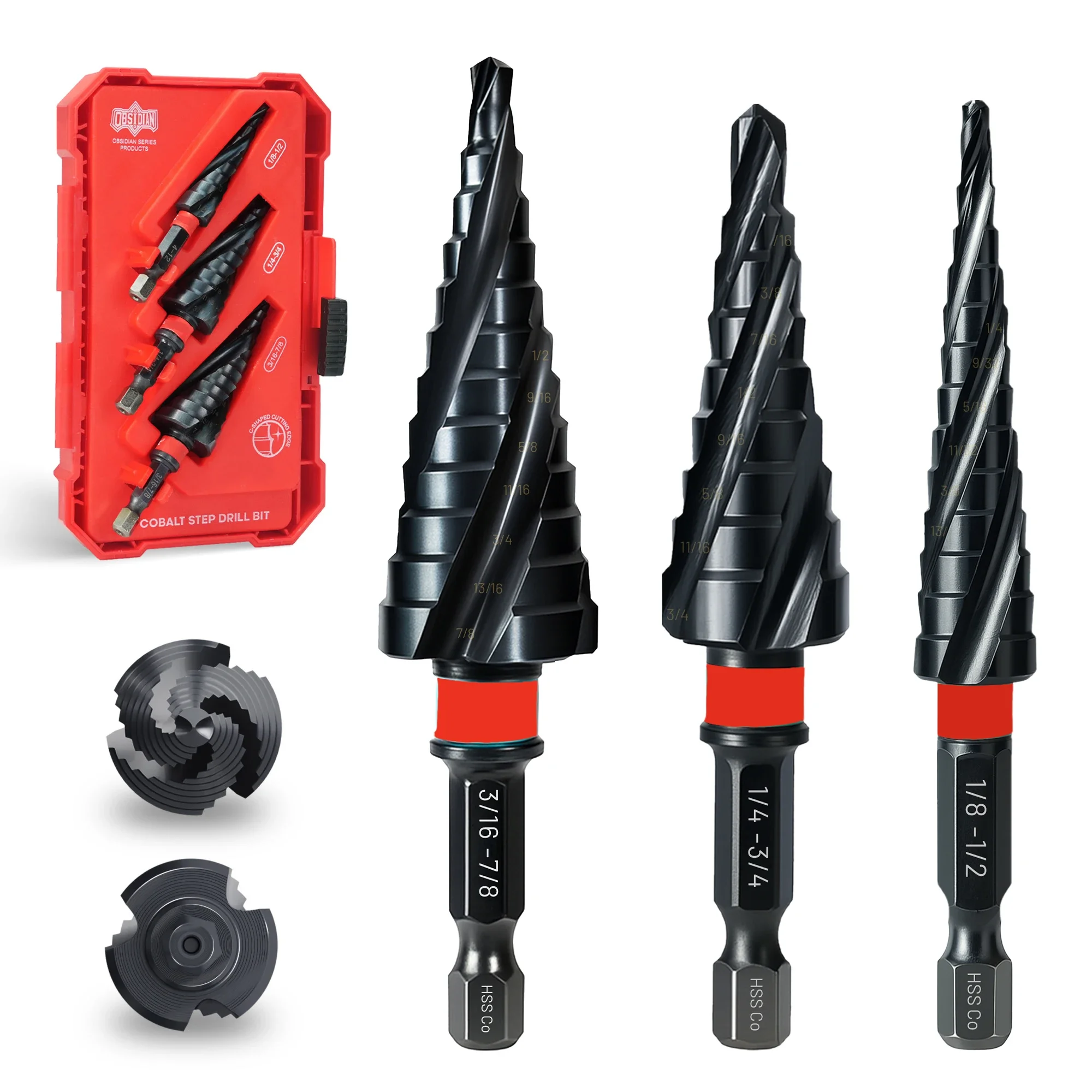 EZARC 3PCS Step Drill Bit for Metal, Stainless Steel, Aluminum, Plastic, 1/8