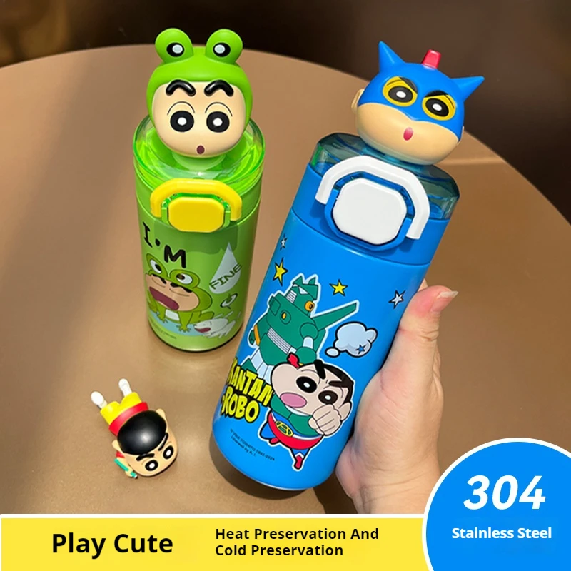 Crayon Xiaoxin Three-dimensional Doll Bullet Cover Thermos Cup, Straw Thermos Cup, Easy To Carry and High Value.