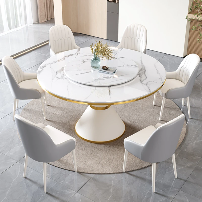 Luxury Modern White Dining Table Living Room Round Nordic Restaurant Dining Table Space Saving Tavolo Pranzo Kitchen Furniture