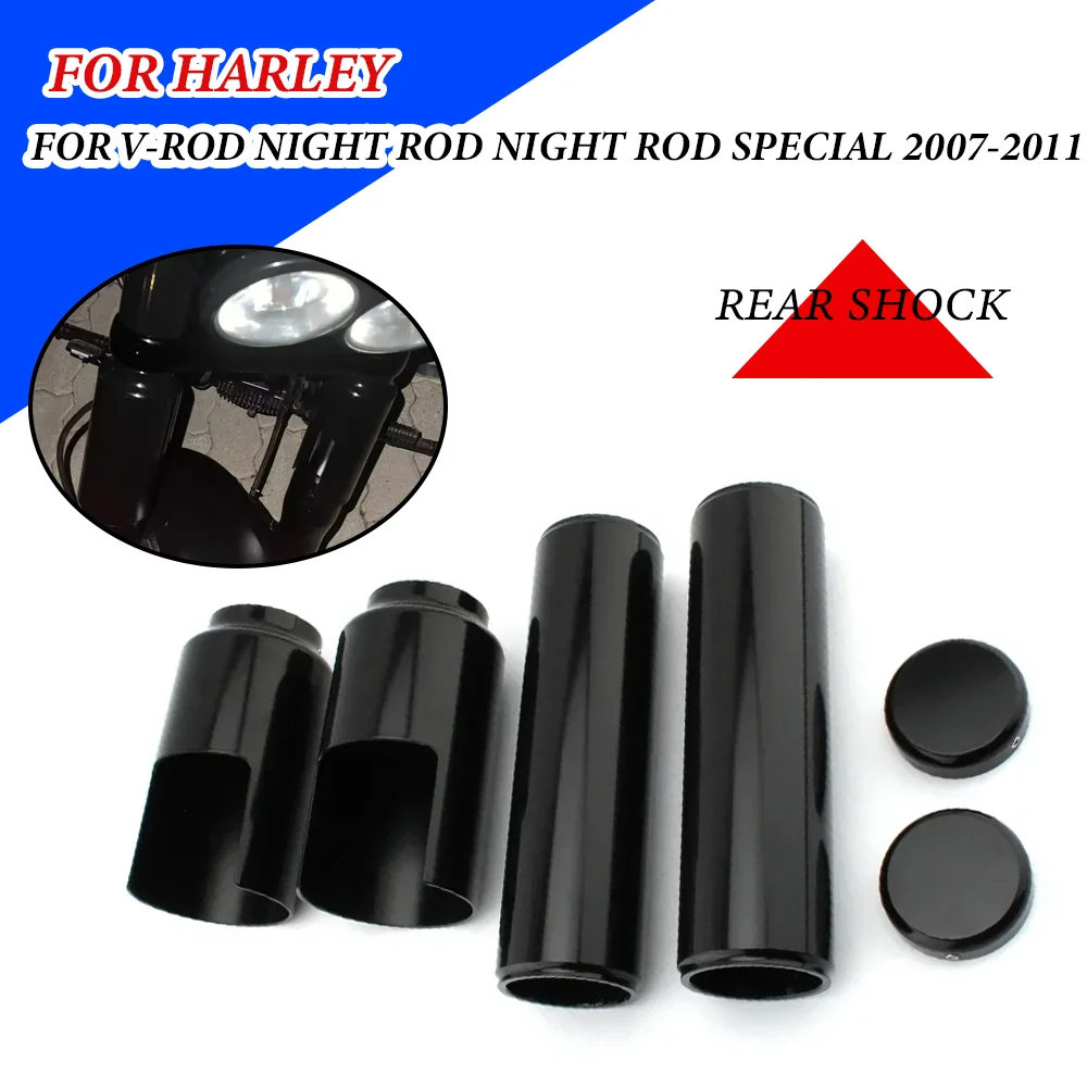 Black Upper Lower Front Fork Cover Tube Cap FOR Harley-Davidson 07-11 V-ROD NIGHT ROD NIGHT ROD SPECIAL Fork Dust Boots Shock