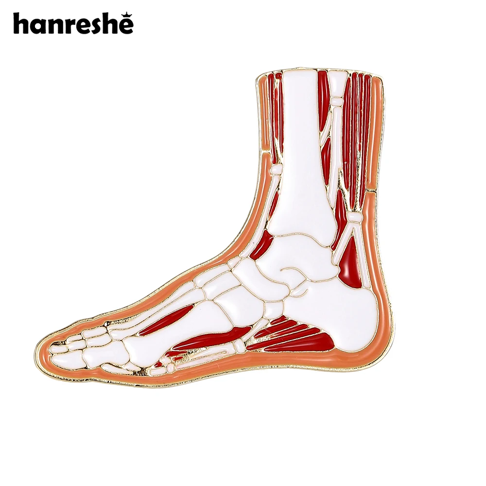 Broche de Esmalte Hanreshe com Anatomia do Pé, Joia Médica de Ortopedia e Podologia para Cirurgião Ortopedista e Enfermeiro