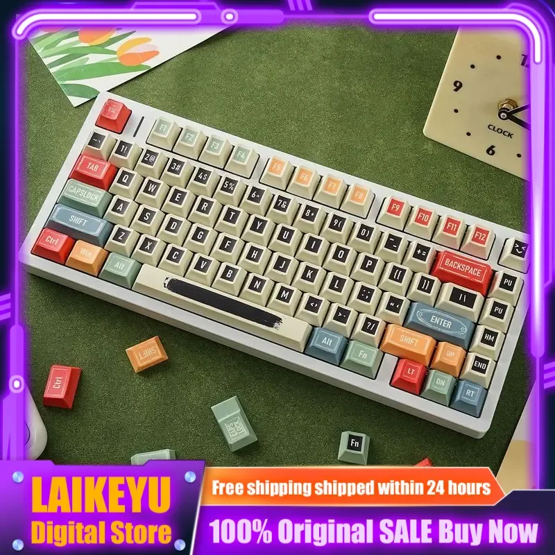 

Retro PBT Mechanical Keyboard Keycaps Cherry Dye-Sublimation Custom Options for German French Korean Spanish English Languages