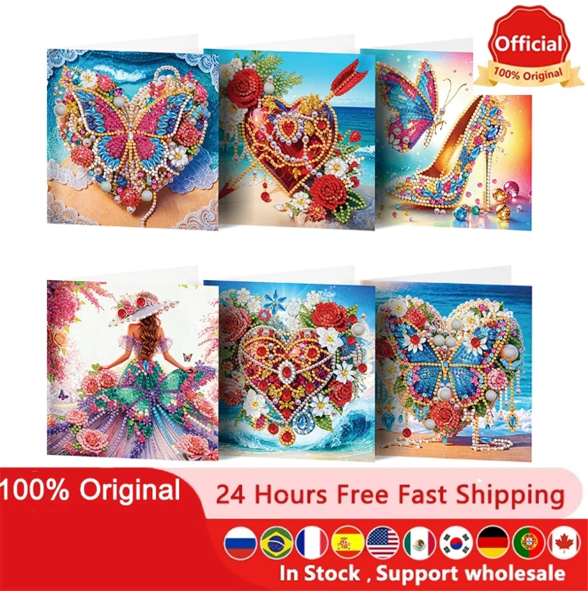 5d Adult Diamond Painted Greeting Card Diy Art Set, Suitable For Home Banquets, Weddings, Handwritten Blessings, Handmade Gifts