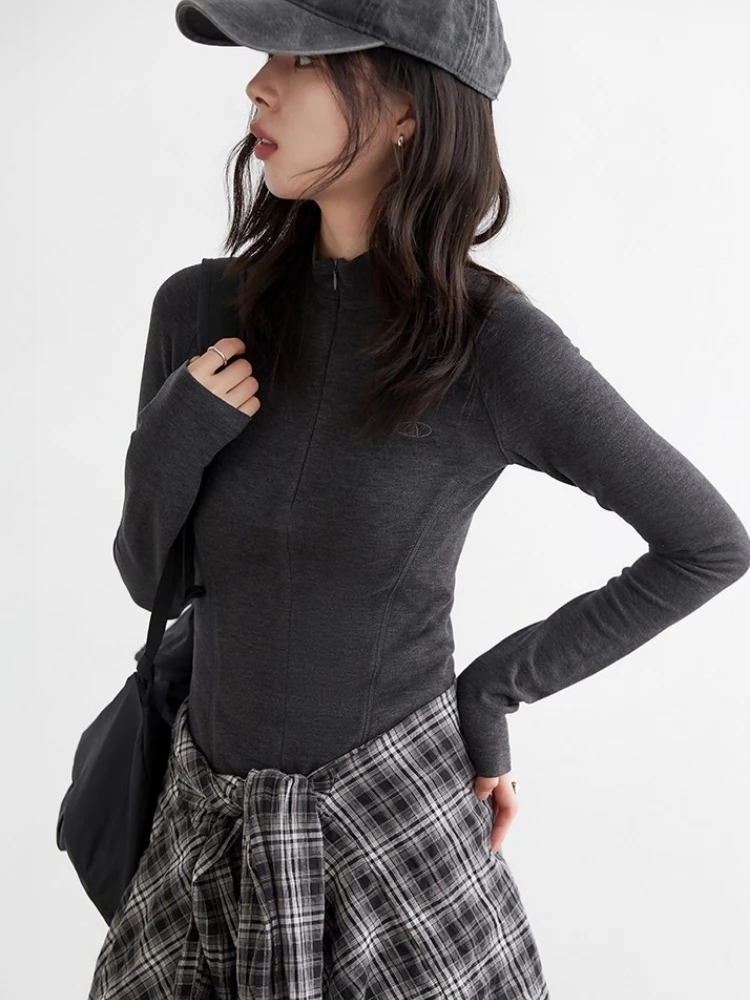 تي شيرت نسائي جديد من CHIC VEN بلوفر ضيق بنصف رقبة عالية أساسي بأكمام طويلة تي شيرت نسائي رياضي لربيع وخريف 2025