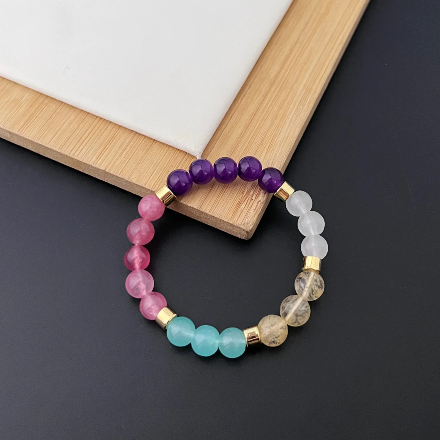 crystal healing bracelet for Women Protection Good Luck Friendship Anxiety Stone Healing Bracelet with Card
