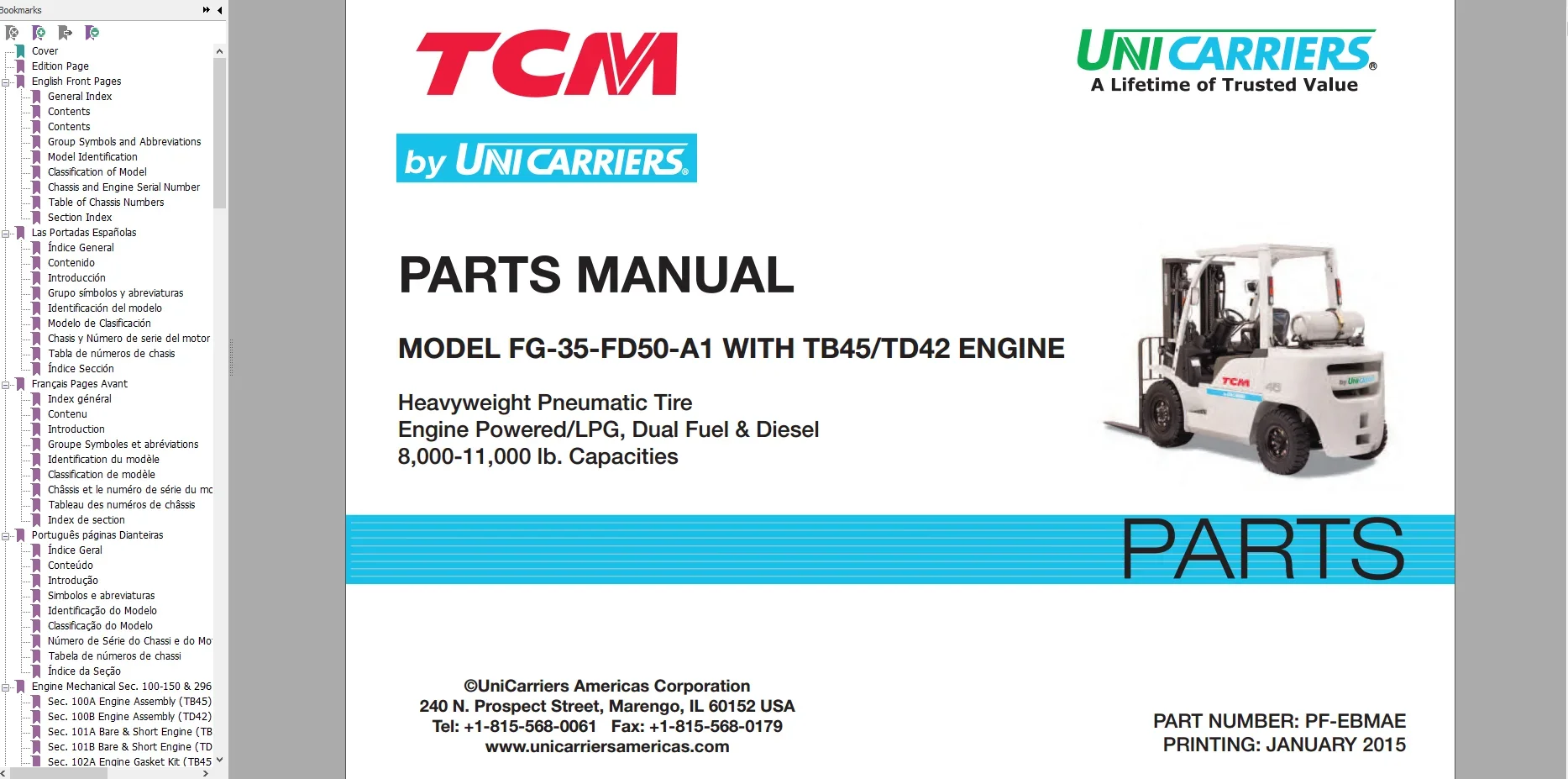 TruckEPC Unicarrier Forklift Claas I - Claas V Parts Catalog & Service Manual