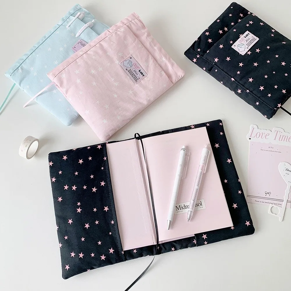 Kawaii Star Print Book Sleeve Portable Notebook Cover DIY Journal Protector Students view 5