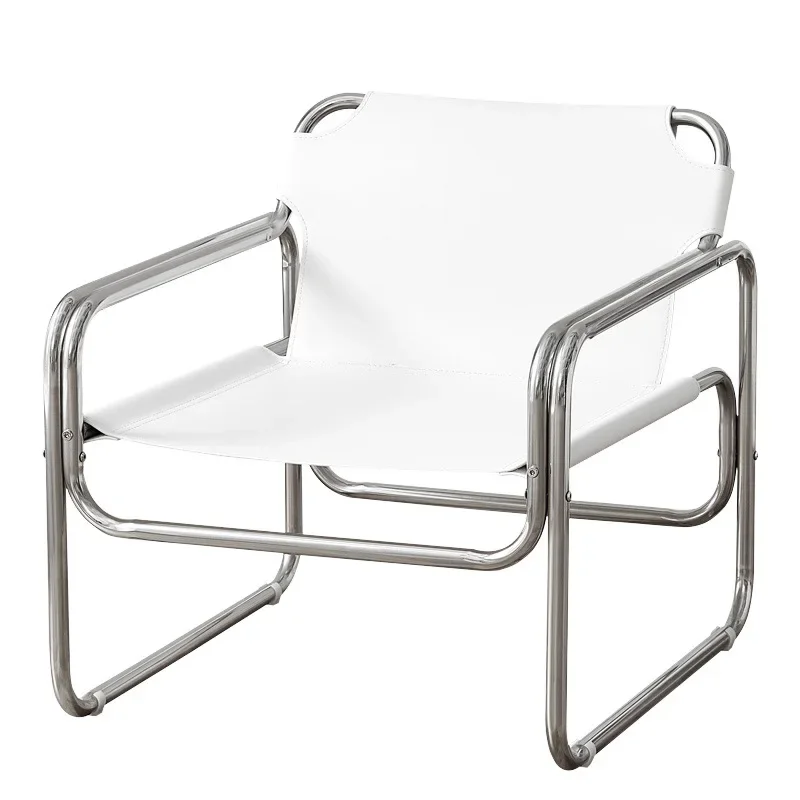 Single Sofa Chair Designer Bauhaus Casual Stainless Steel Saddling Coffee Shooting Prop