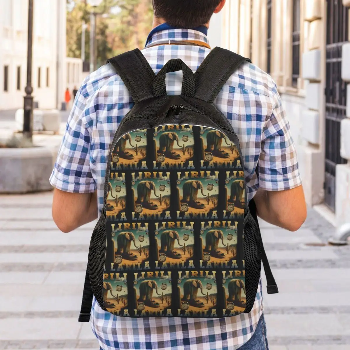 Lirili Larila Funny Italian Brainrot Meme Backpack Student Boys Girls BookBag School Bag Computer Shoulder Bags