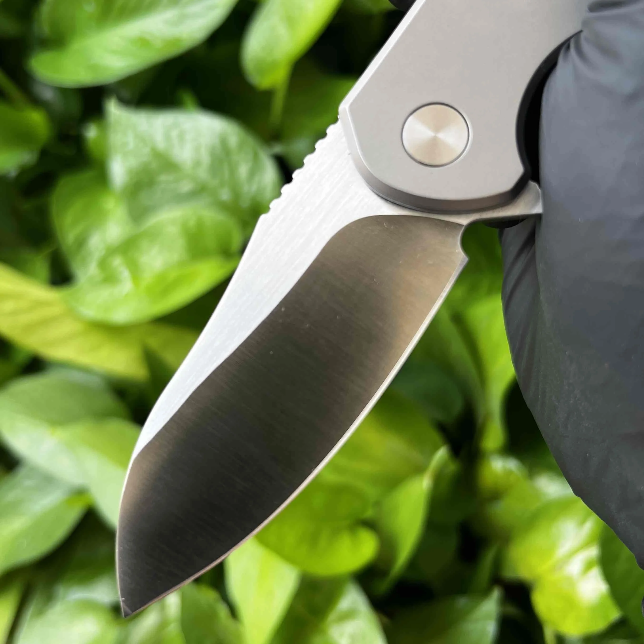 Pisau Lipat EDC Berkemah Luar Ruangan CNC Baru 14C28N Baja TC4 Pegangan Aloi Titanium Alat Pertahanan Diri Berburu Liar Pisau Buah