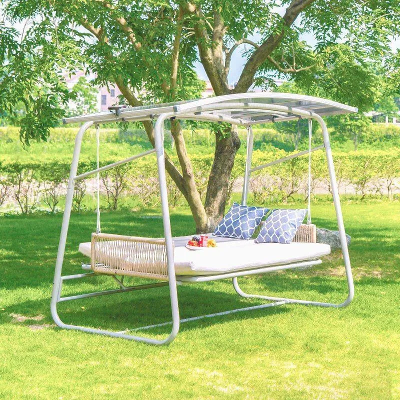 Outdoor swing, outdoor sunshade courtyard household hanging basket chair, balcony swing can lie down and sit double hammock