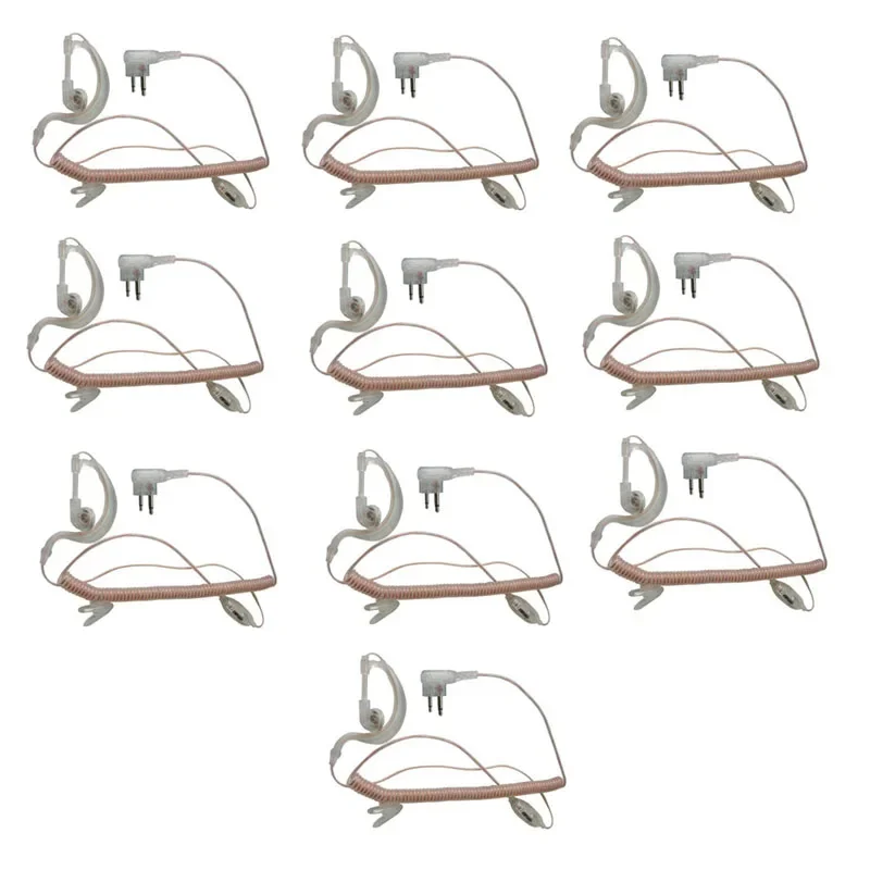 

10PCS 2 Pin Flexible Transparent Wire Earphone Headset with Microphone for Motorola CP040 GP88 GP88S GP2000 GP3188 GP3688 Radio