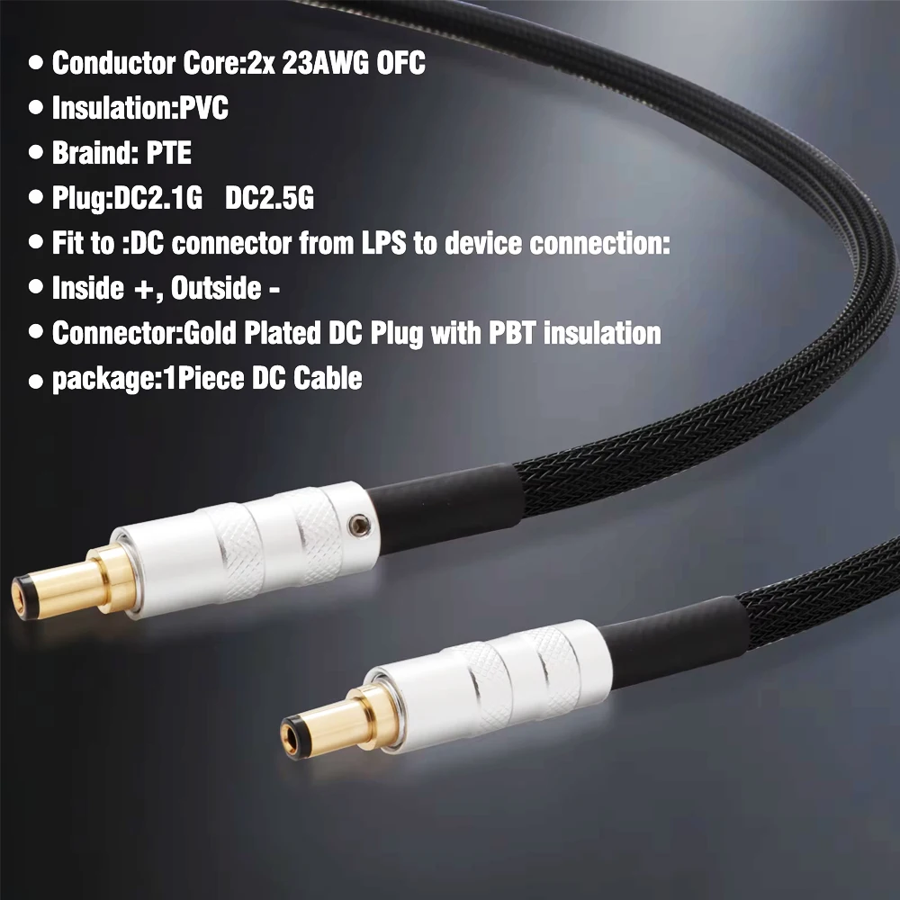 

Hifi DC Power Cable GX16 2Pin to DC 2.1/2.5mm OFC Copper DC Audio Phono Cable Amplifier Linear Power Supply Output Wire 12V