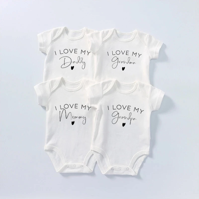 I Love My Daddy/Auntie/Mommy/Uncle Newborn Baby Bodysuits Infant Cotton Short Sleeve Jumpsuit Baby Boys Girls Rompers Clothes