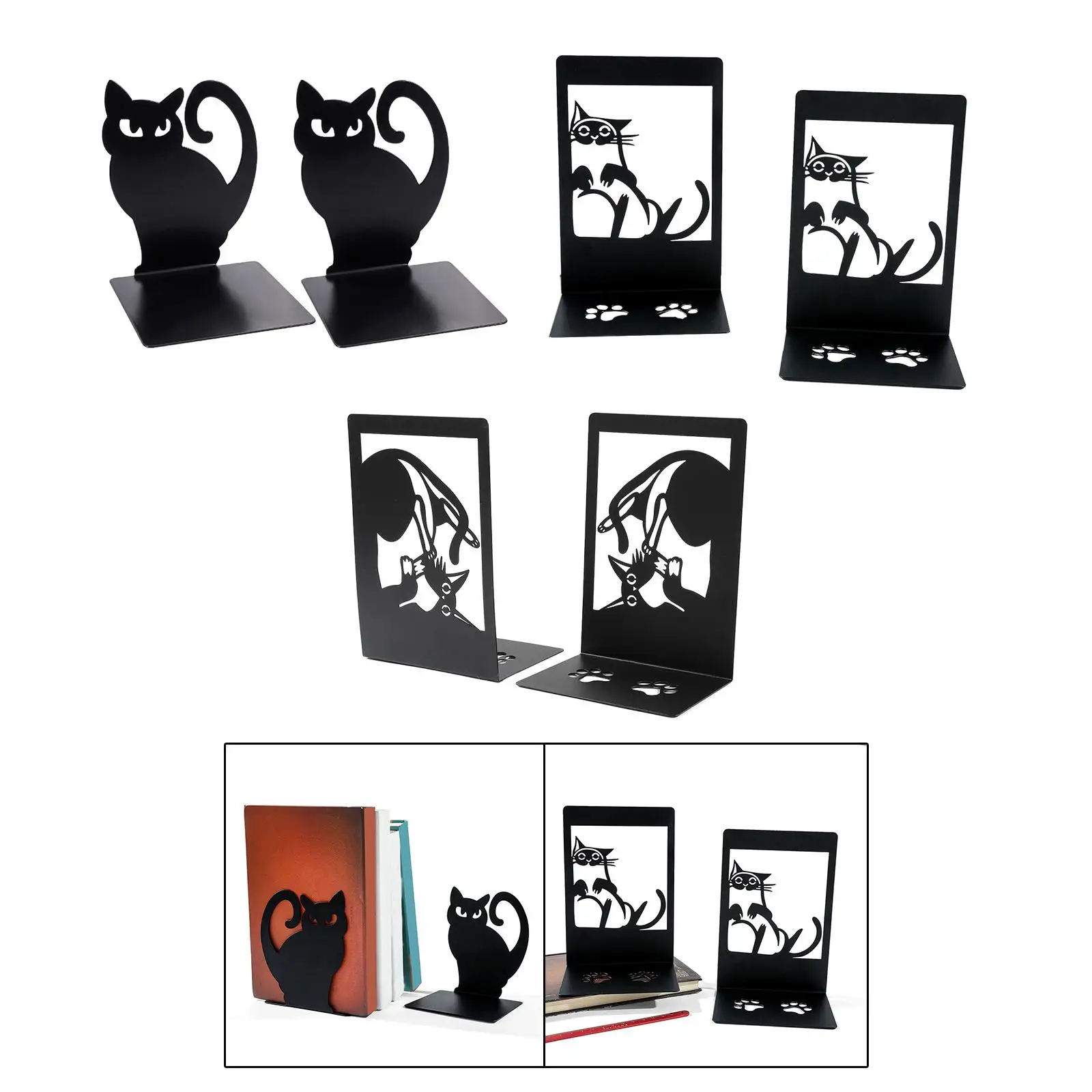 Imagem -05 - Cat Bookends para Livros Pesados Suporte Bonito para Prateleiras Kids Room Desktop Pcs